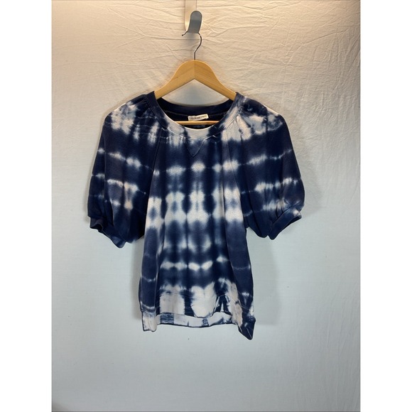 Ulla‎ JohnsonRocha Sweater Blue Tie Dye sweatshirtpuff short sleeve sz M